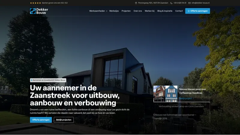 Website van Dekker-Bouw