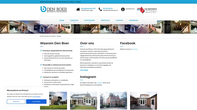 Website van Den Boer Bouwen en Installeren Hengelo