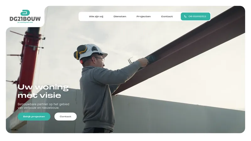 Website van DG21 Bouw