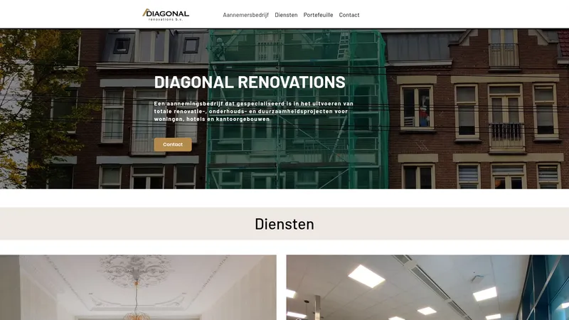 Website van Diagonal Renovations BV - Renovatie- en onderhoud aannemersbedrijf