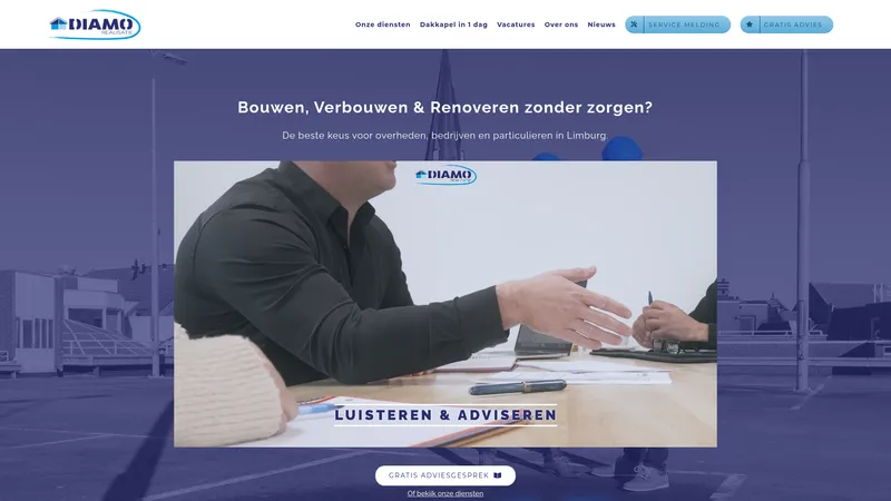 Website van Diamo Realisatie (Sittard)