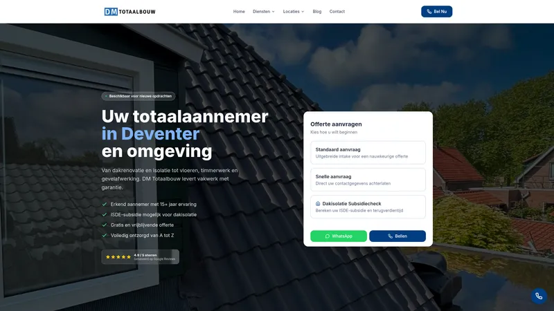 Website van DM Totaalbouw