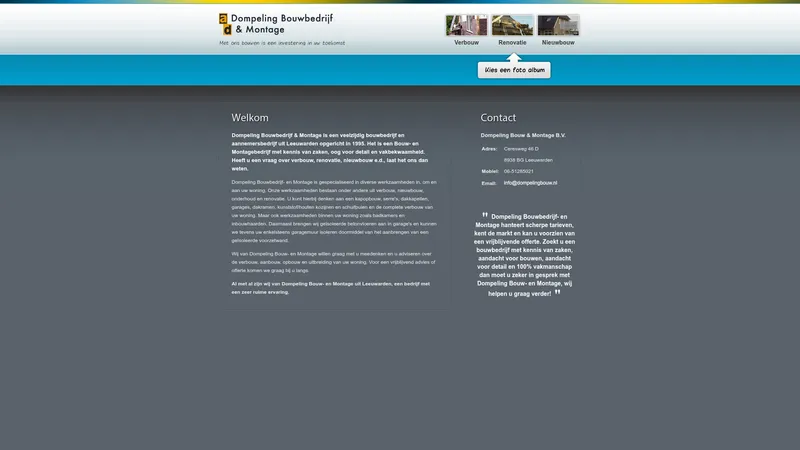 Website van Dompeling Bouwbedrijf & Montage
