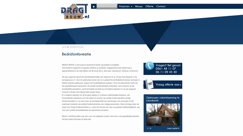 Website van Dragt Bouw