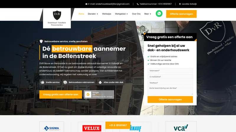 Website van DvR Bouw & Renovatie B.V.