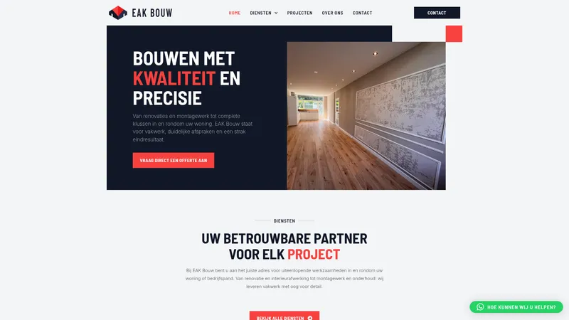 Website van EAK bouwgroep BV