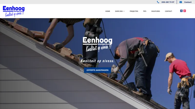 Website van Eenhoog bouwservice B.V.