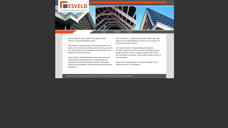 Website van Esveld Timmer- en Aannemersbedrijf