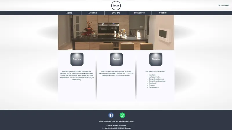 Website van Evertse Bouw & Installaties