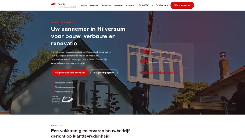 Website van Fennis Bouw- en Aannemersbedrijf B.V.