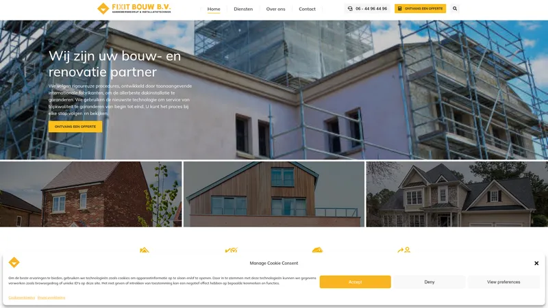 Website van Fixit Bouw B.V.
