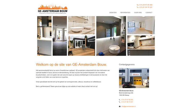 Website van Ge Amsterdam Bouw B.V.