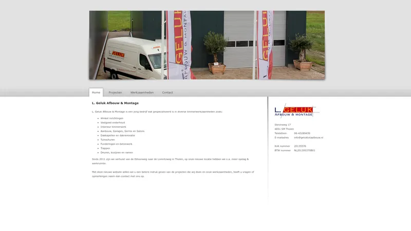 Website van Geluk Afbouw & Montage
