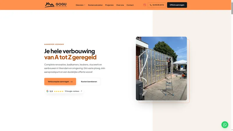 Website van GOGU Totaalbouw