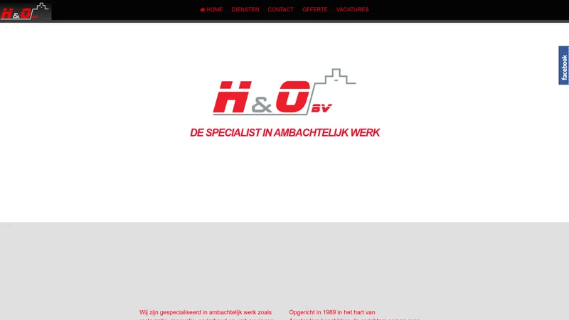 Website van H&O aannemersbedrijf B.V.