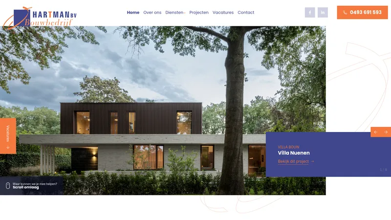 Website van Hartman Bouwbedrijf B.V.