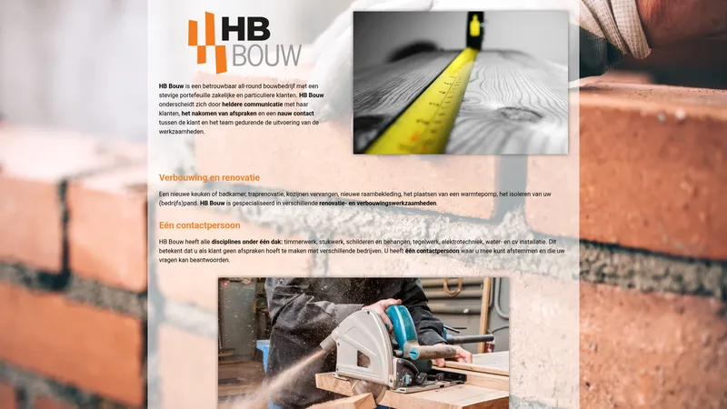 Website van HB Bouw