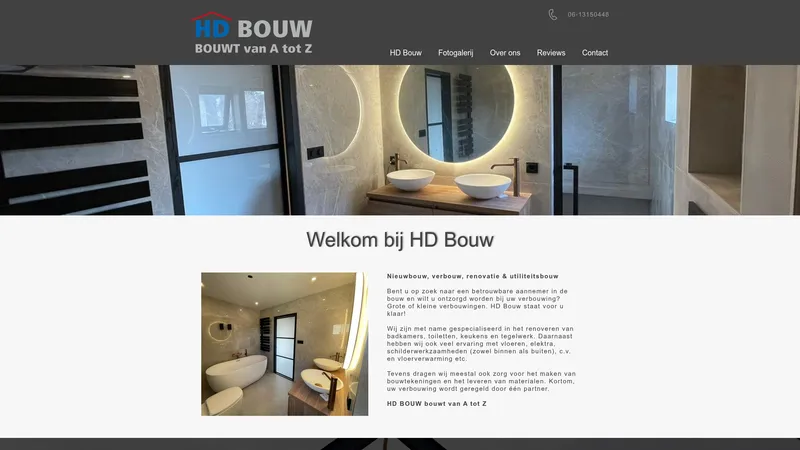 Website van HD Bouw B.V.