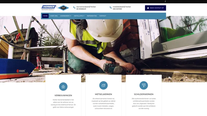 Website van Herber Aannemersbedrijf