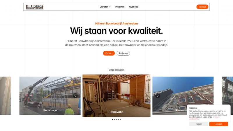 Website van Hilhorst Bouwbedrijf Amsterdam B.V.