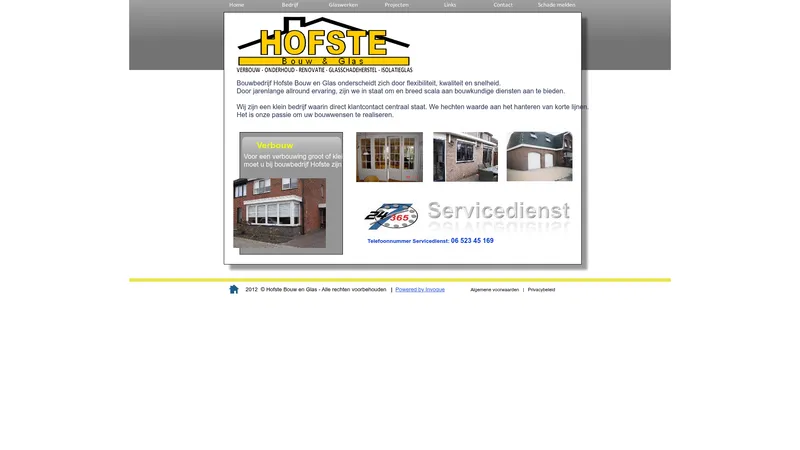 Website van Hofste Bouw en Glas