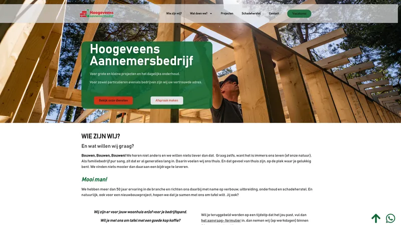 Website van Hoogeveens Aannemersbedrijf BV