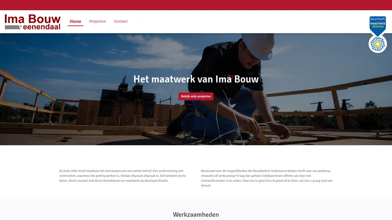 Website van Ima Bouw Veenendaal