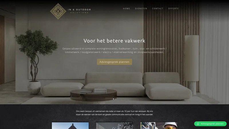 Website van In & Outdoor Solutions