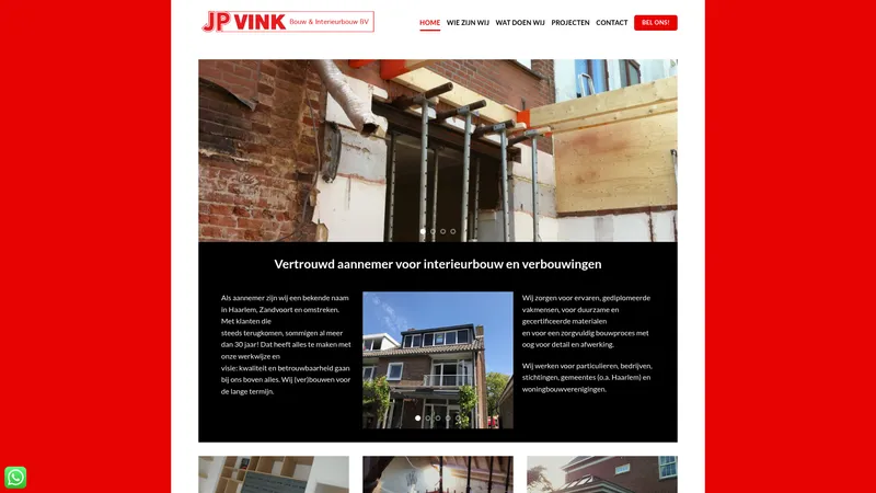 Website van J.P. Vink Bouw en Interieurbouw B.V.