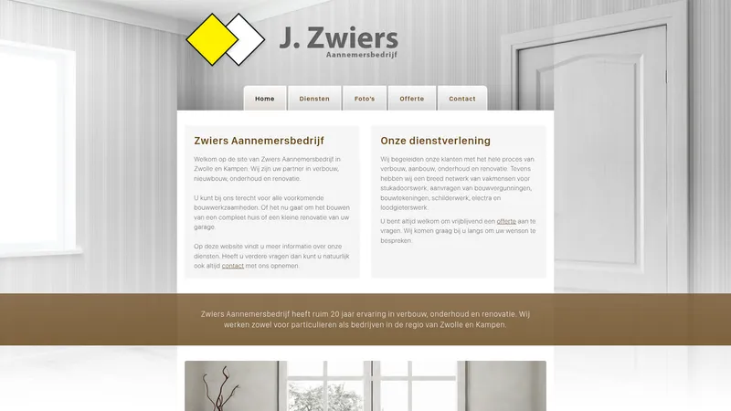 Website van J. Zwiers Aannemersbedrijf