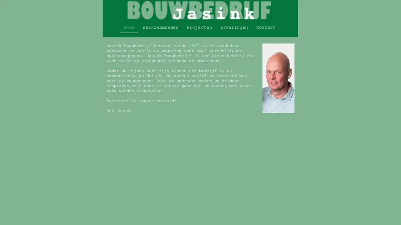 Website van Jasink Bouwbedrijf
