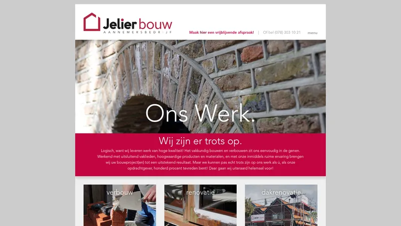 Website van Jelier Bouw B.V.