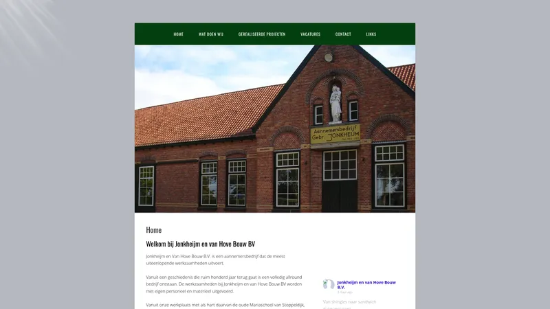 Website van Jonkheijm En Van Hove Bouw BV