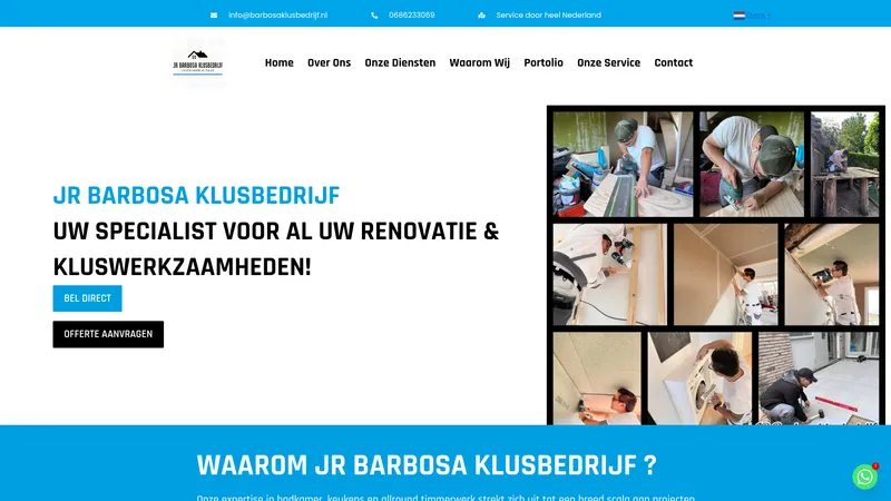 Website van Jr barbosaklusbedrijf