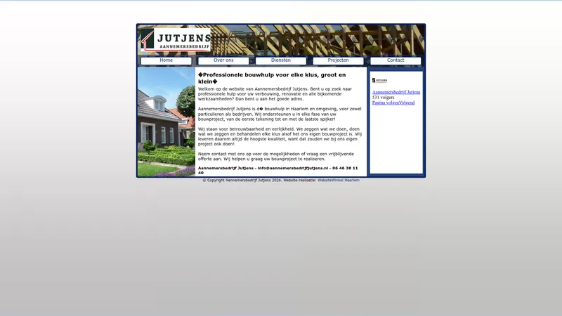 Website van Jutjens Aannemersbedrijf