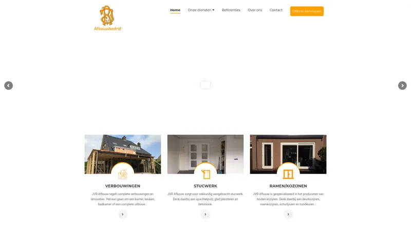 Website van JVR Afbouwbedrijf