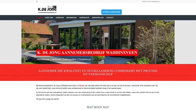 Website van K. de Jong Aannemersbedrijf B.V.