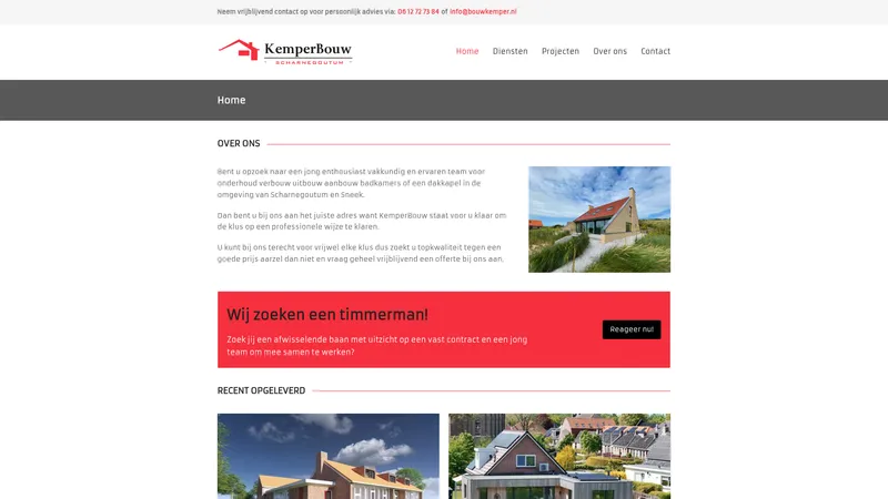 Website van Kemper Bouw