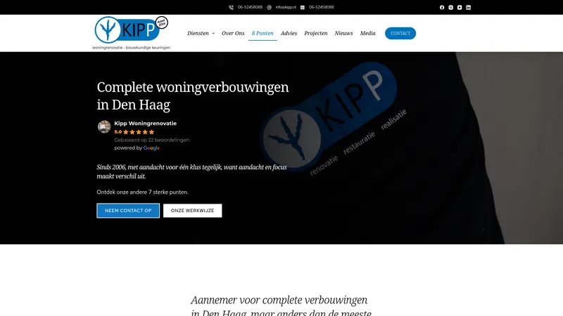 Website van Kipp Woningrenovatie