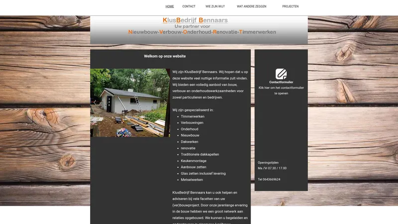 Website van klusbedrijf bennaars