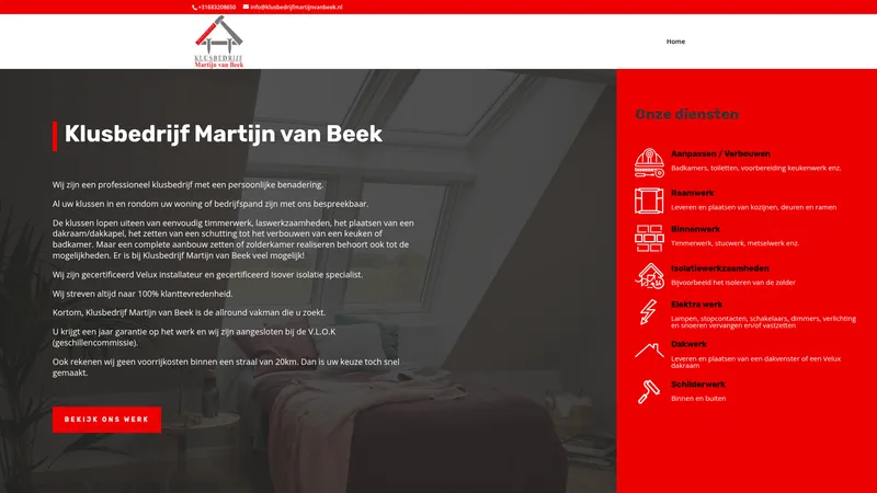 Website van Klusbedrijf Martijn van Beek