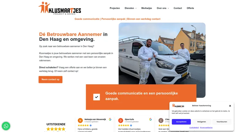 Website van Klusmaatjes Aannemer | Project en Advies