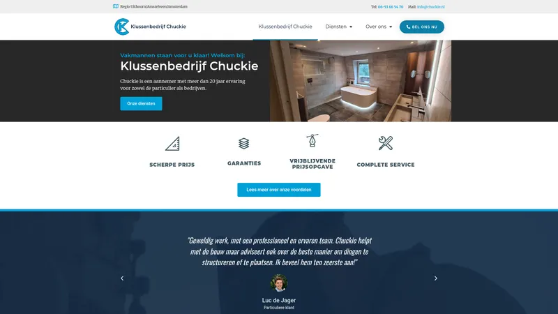 Website van Klussenbedrijf Chuckie
