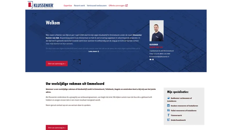 Website van Klussenier Rainier van Dijk
