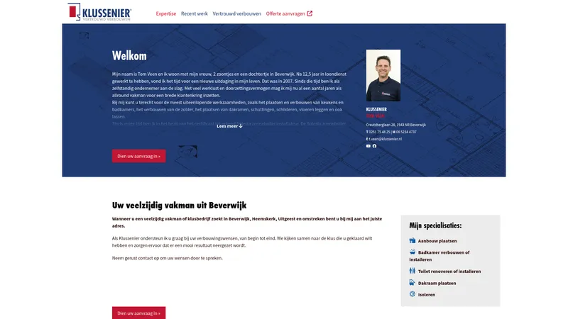 Website van Klussenier Tom Veen