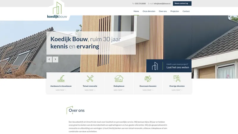 Website van Koedijk Bouw