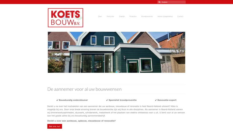 Website van Koets Bouw B.V.