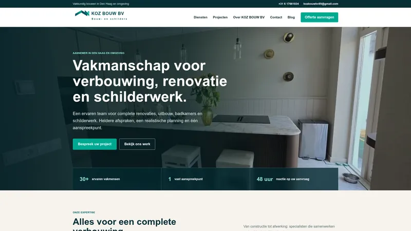 Website van Koz Bouw Bv
