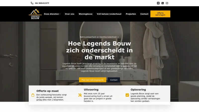 Website van Legends Bouw B.V.
