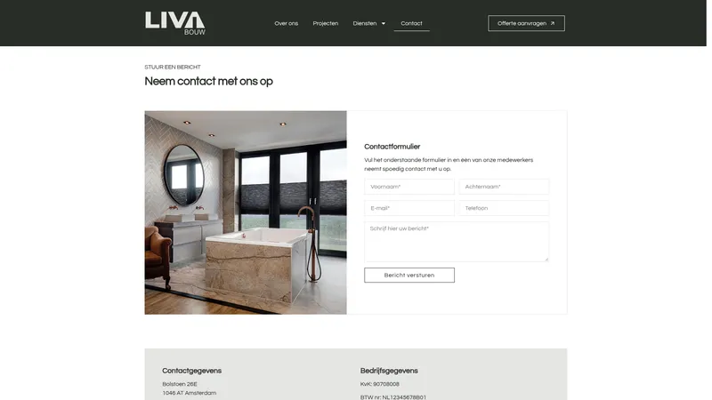 Website van Liva Bouw